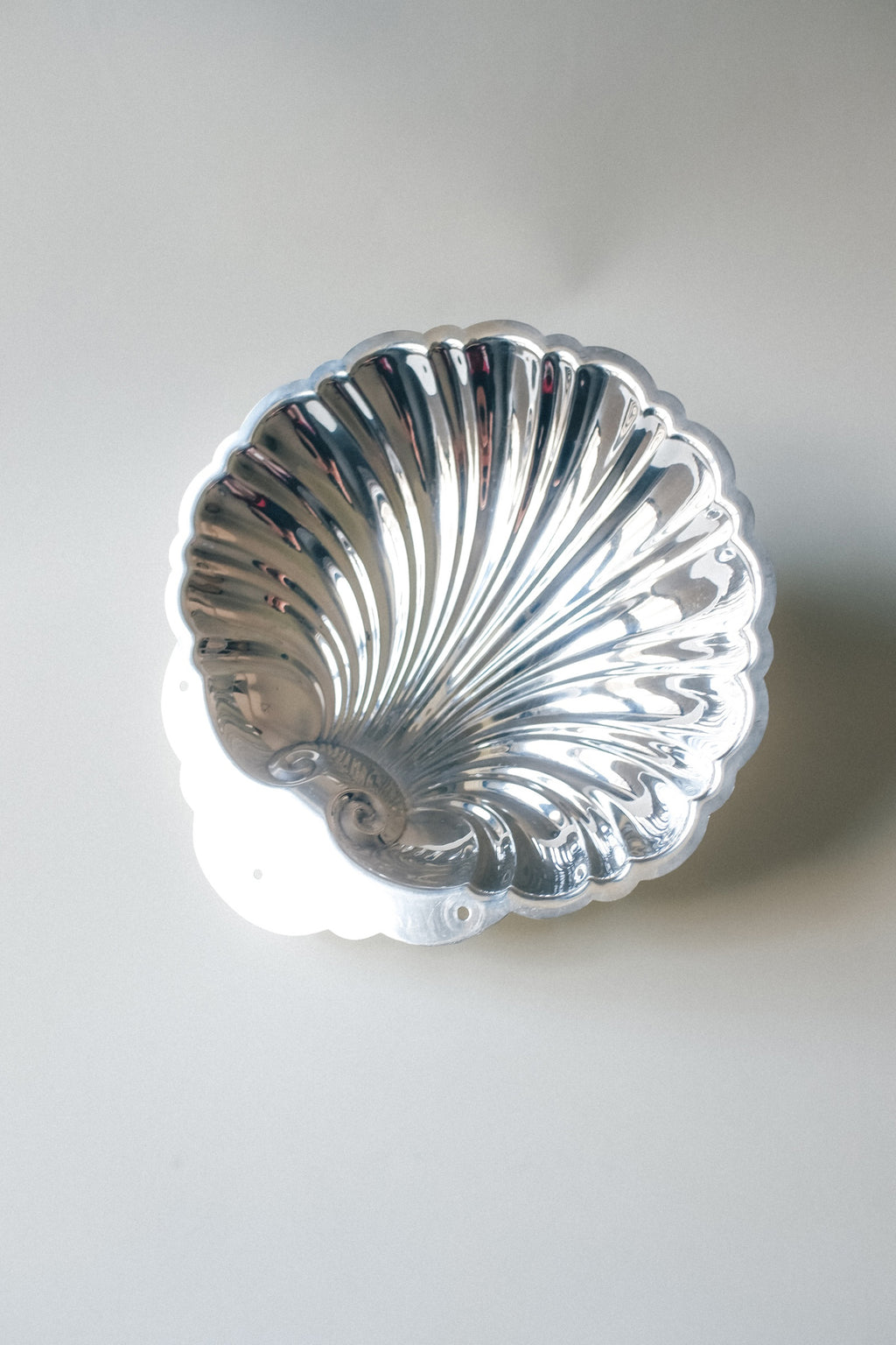 Vintage 貝殼紋腳座古董銀盤