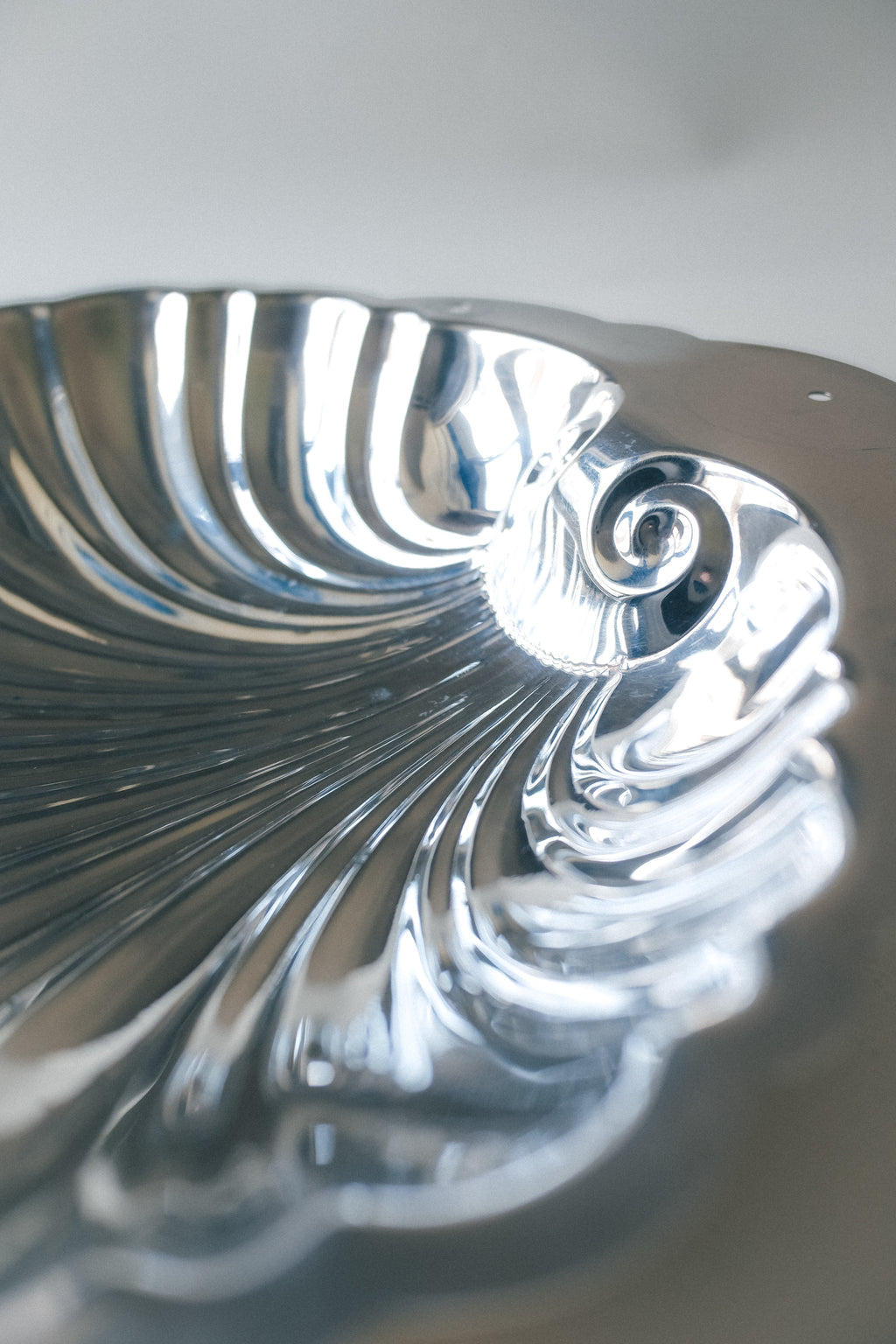 Vintage 貝殼紋腳座古董銀盤