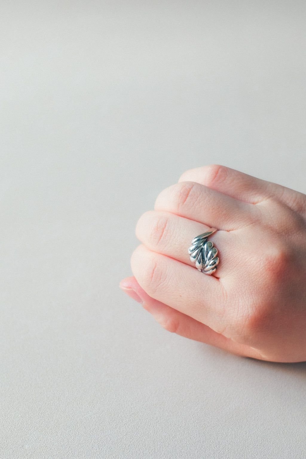 Vintage 羽毛925銀古董戒指