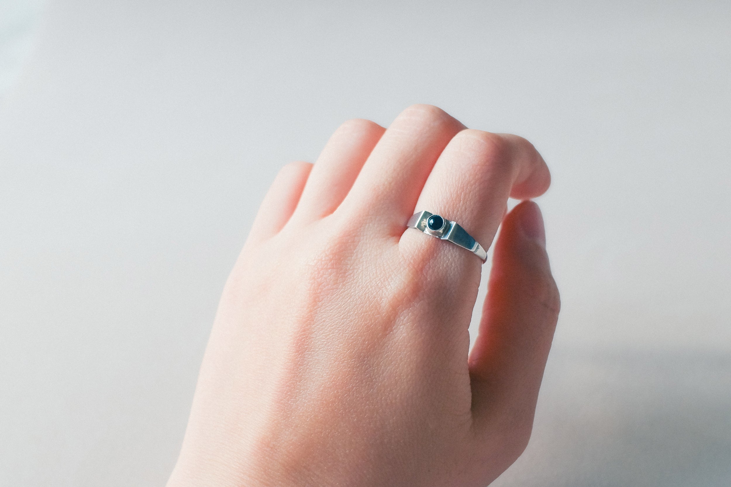 Vintage 黑瑪瑙925銀古董戒指