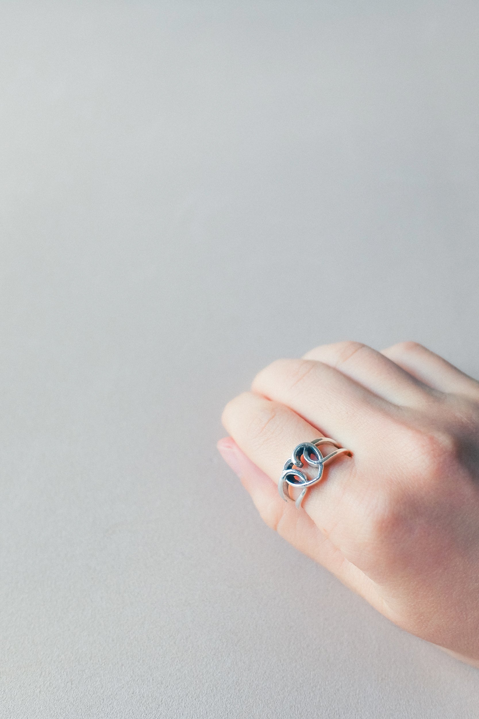 Vintage 心型勾勒925銀古董戒指