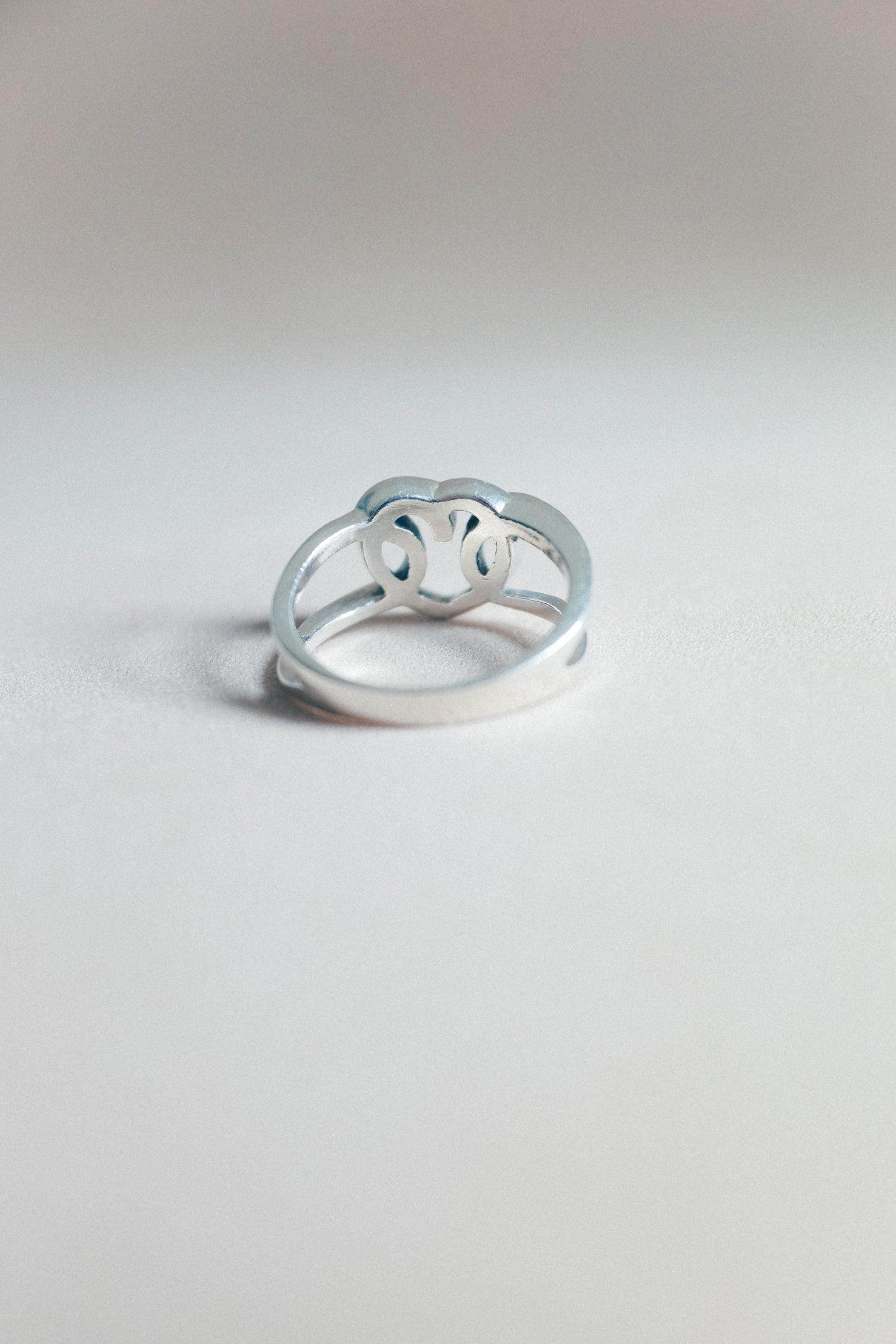 Vintage 心型勾勒925銀古董戒指