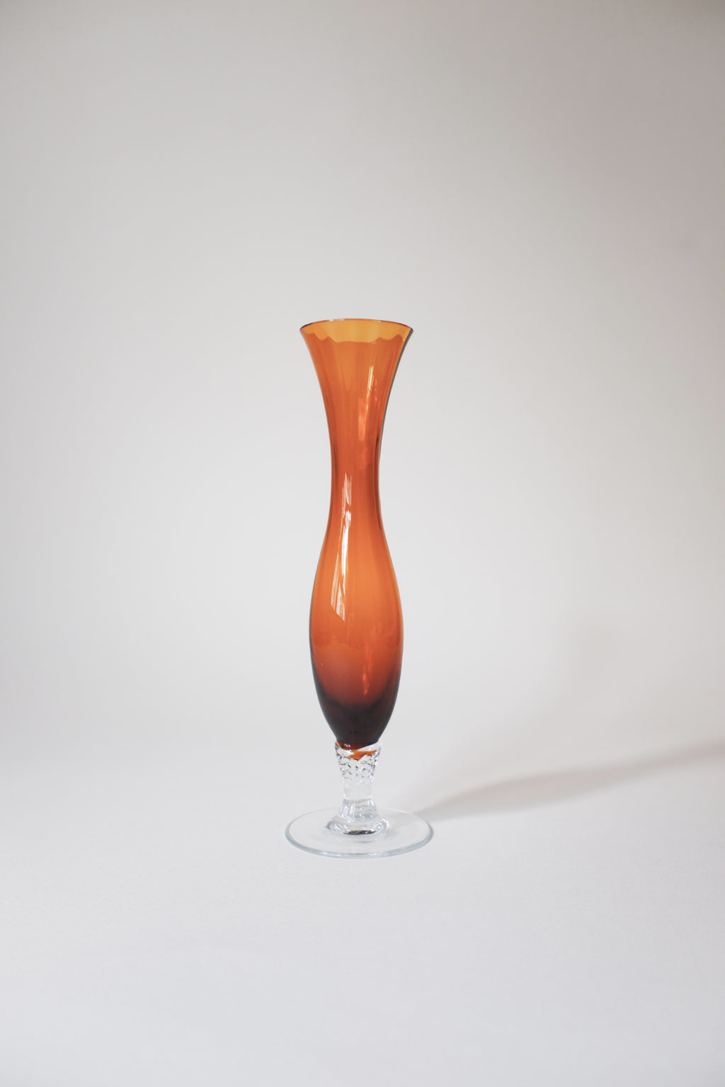 Vintage琥珀色曲線玻璃花瓶