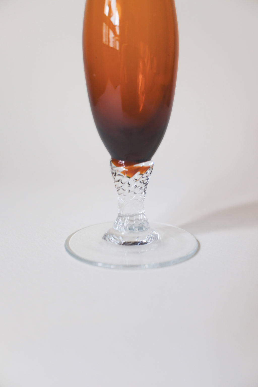 Vintage琥珀色曲線玻璃花瓶