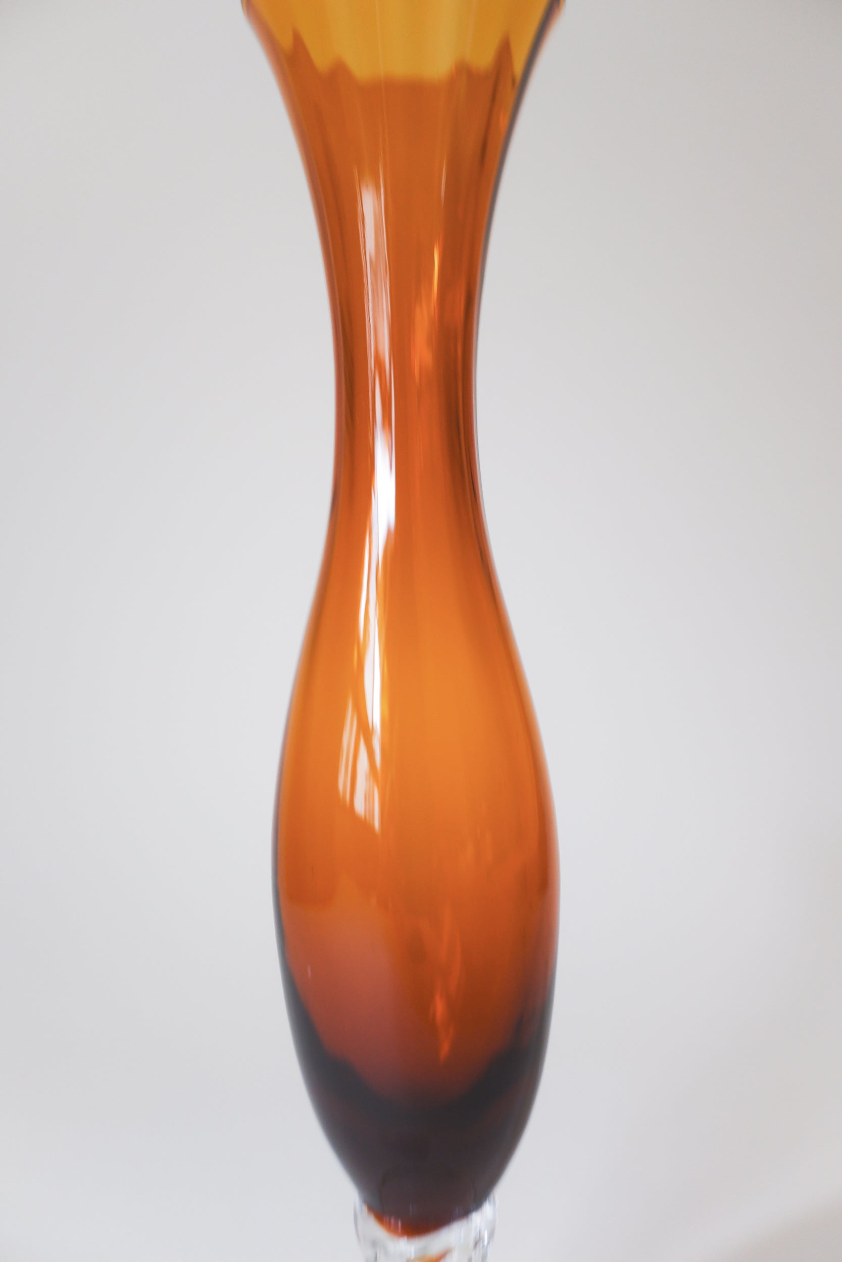 Vintage琥珀色曲線玻璃花瓶
