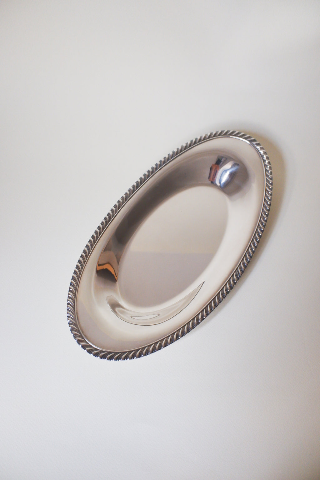 Vintage 鍍銀繩紋邊映光長盤