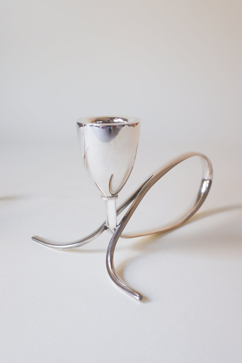 Vintage 1970's丹麥現代主義鍍銀雙燭台