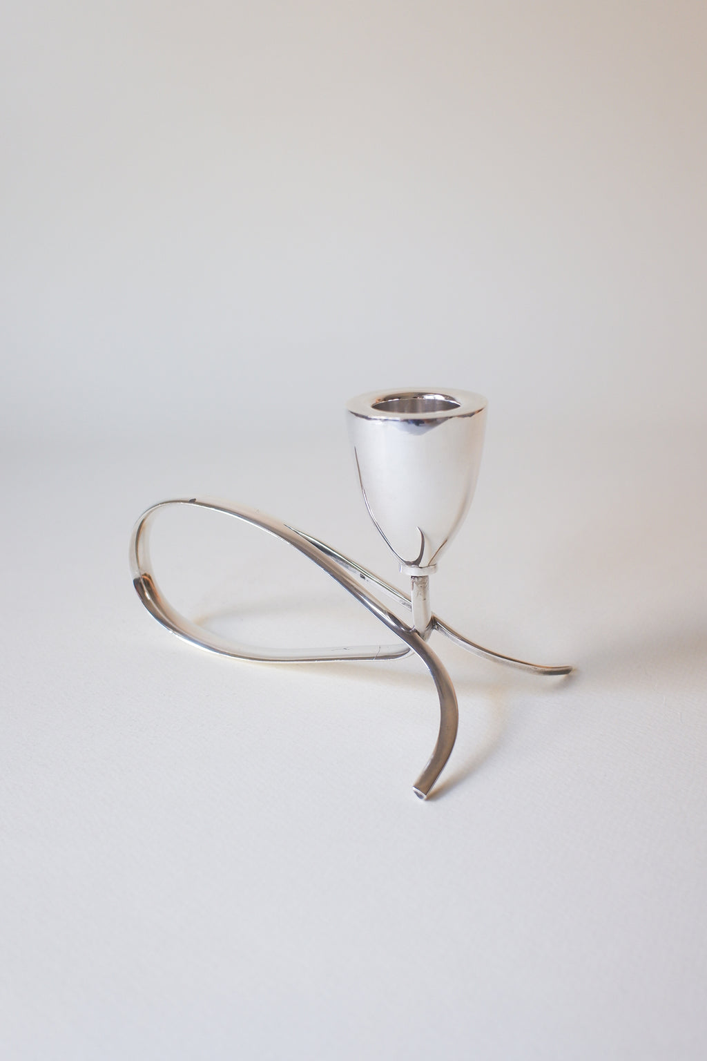 Vintage 1970's丹麥現代主義鍍銀雙燭台