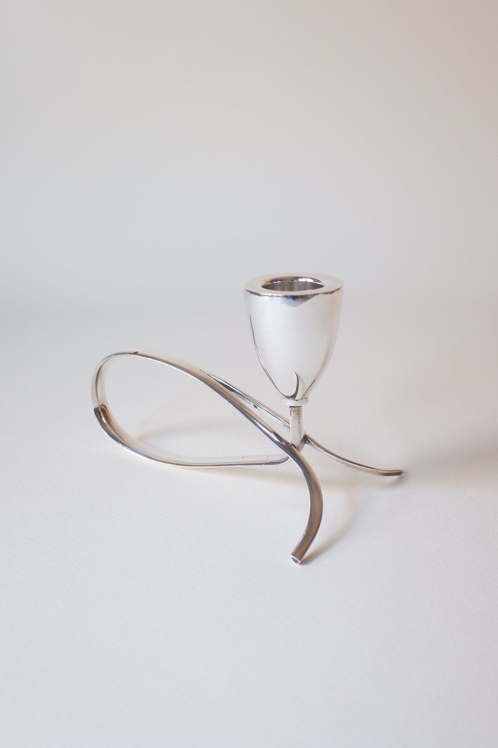 Vintage 1970's丹麥現代主義鍍銀雙燭台