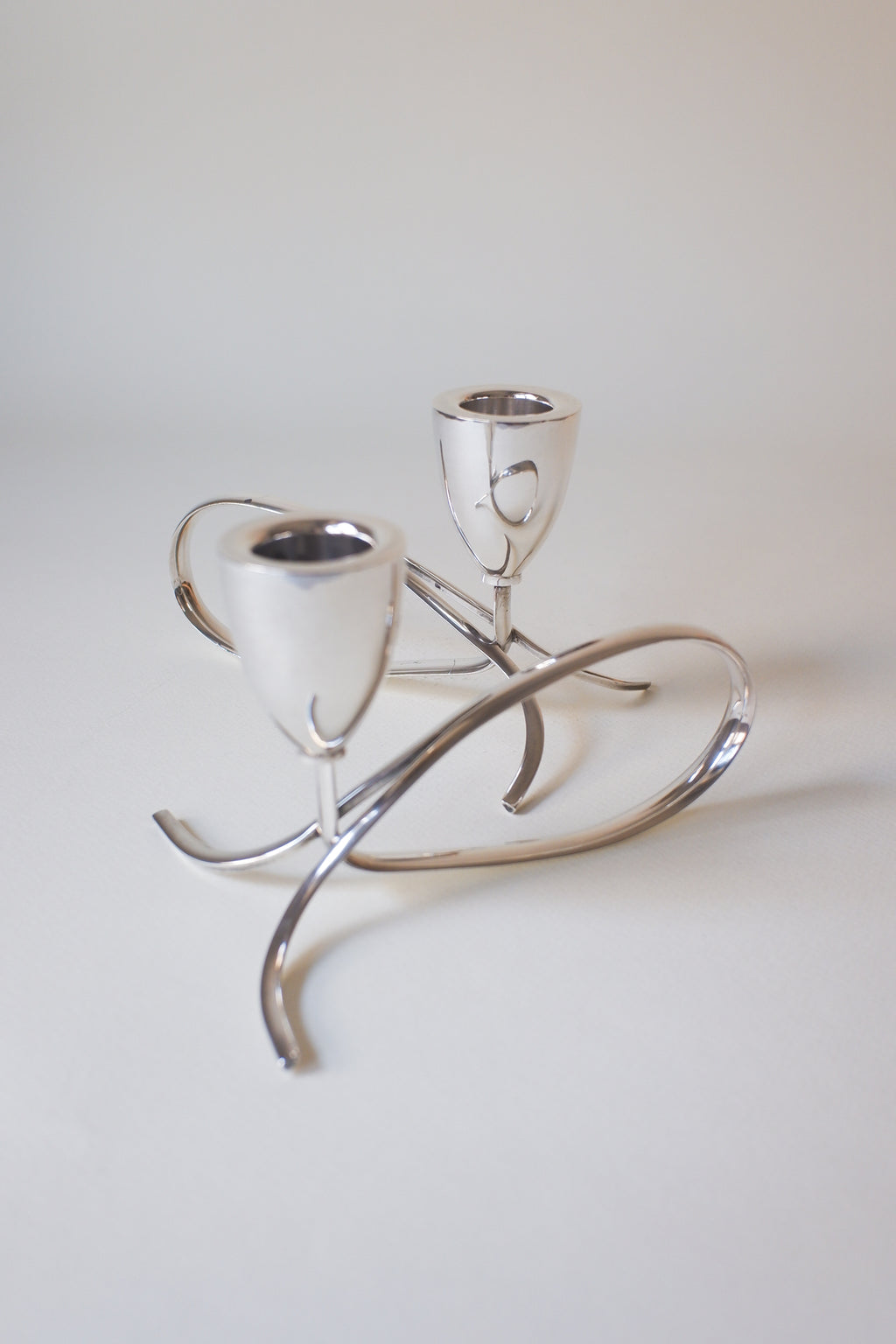 Vintage 1970's丹麥現代主義鍍銀雙燭台