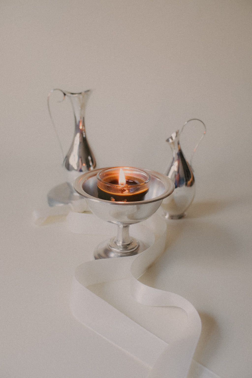 Vintage 銀色合金高腳杯/燭台