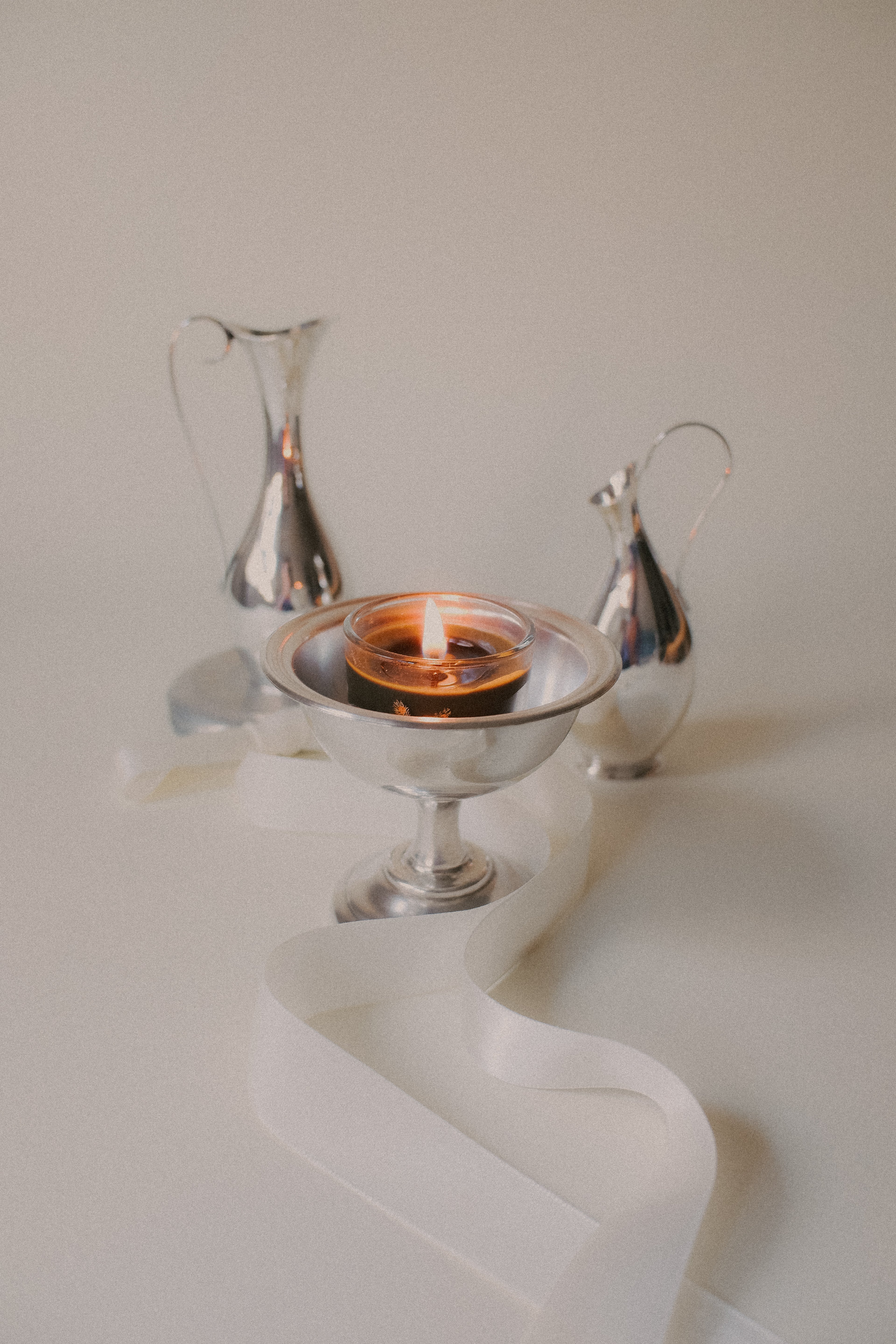 Vintage 銀色合金高腳杯/燭台