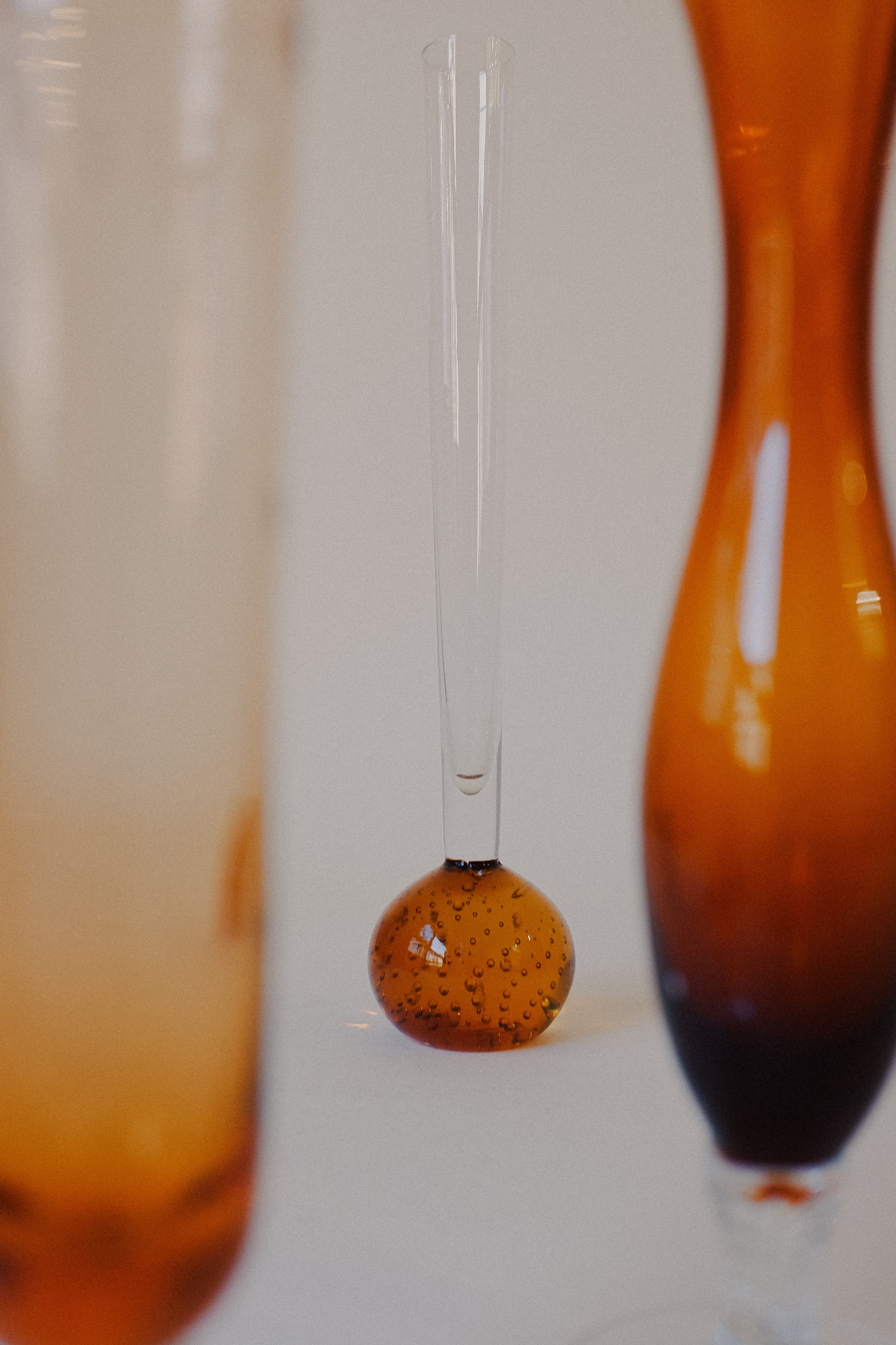 Vintage琥珀氣泡球玻璃花器