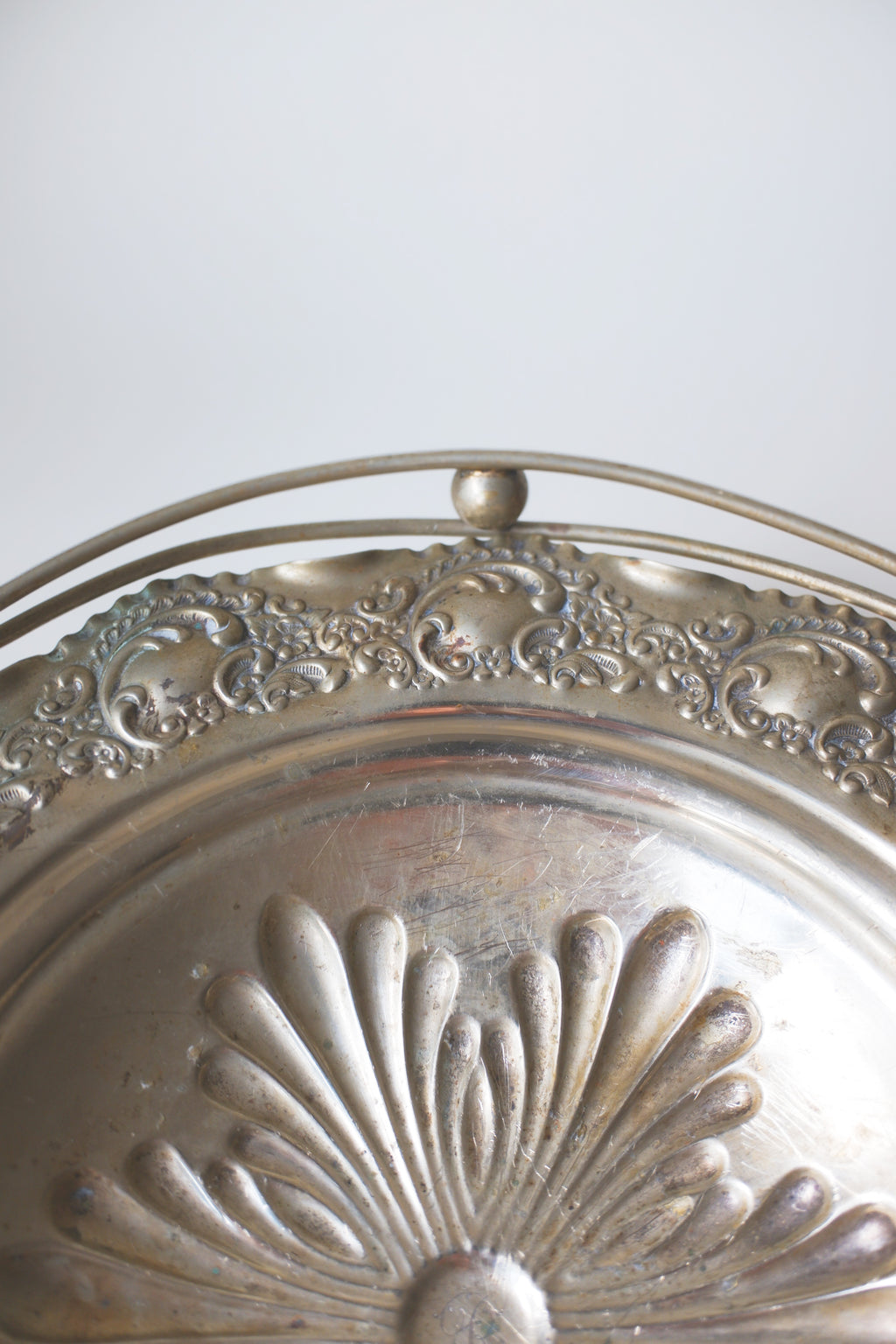 Vintage 1930‘s洛可可風鍍銀提把果盤