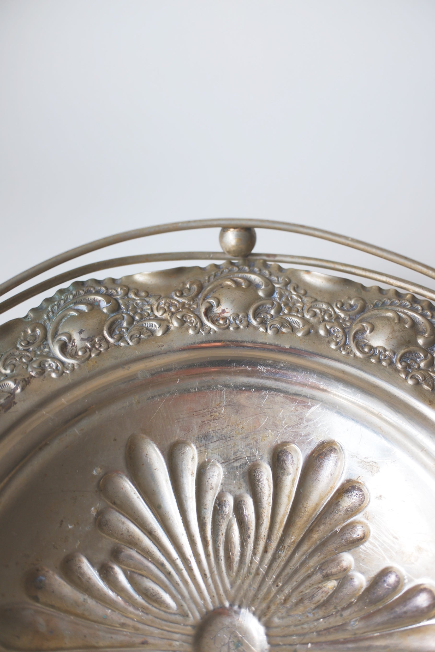 Vintage 1930‘s洛可可風鍍銀提把果盤