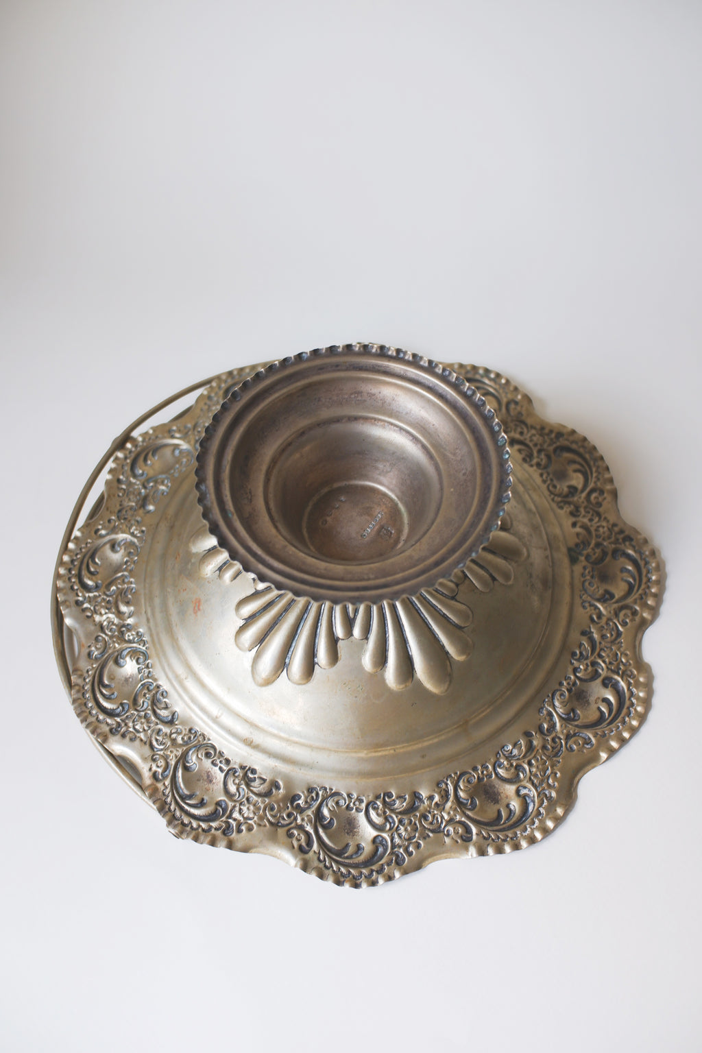 Vintage 1930‘s洛可可風鍍銀提把果盤