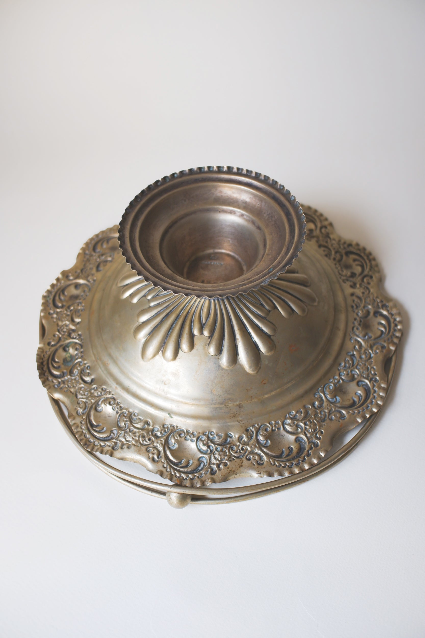 Vintage 1930‘s洛可可風鍍銀提把果盤