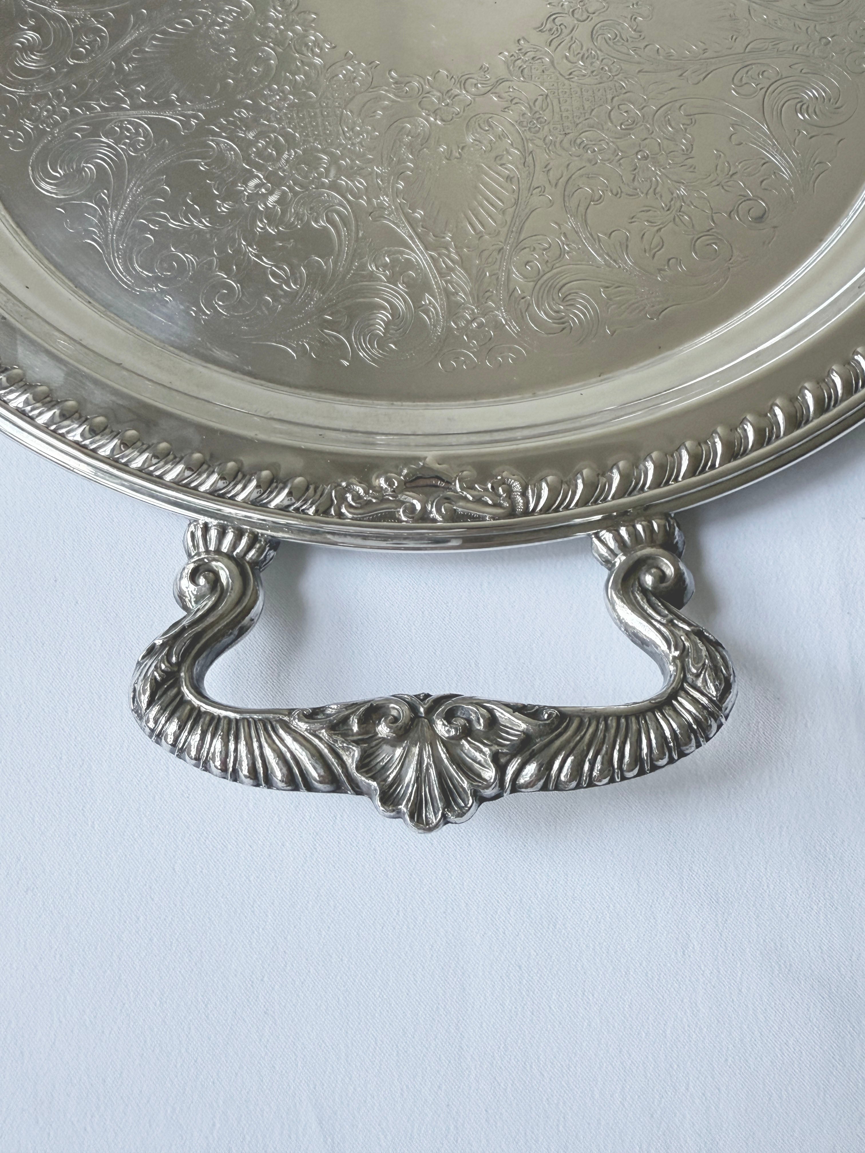 Vintage 1960‘s Sheridan雕飾鍍銀托盤