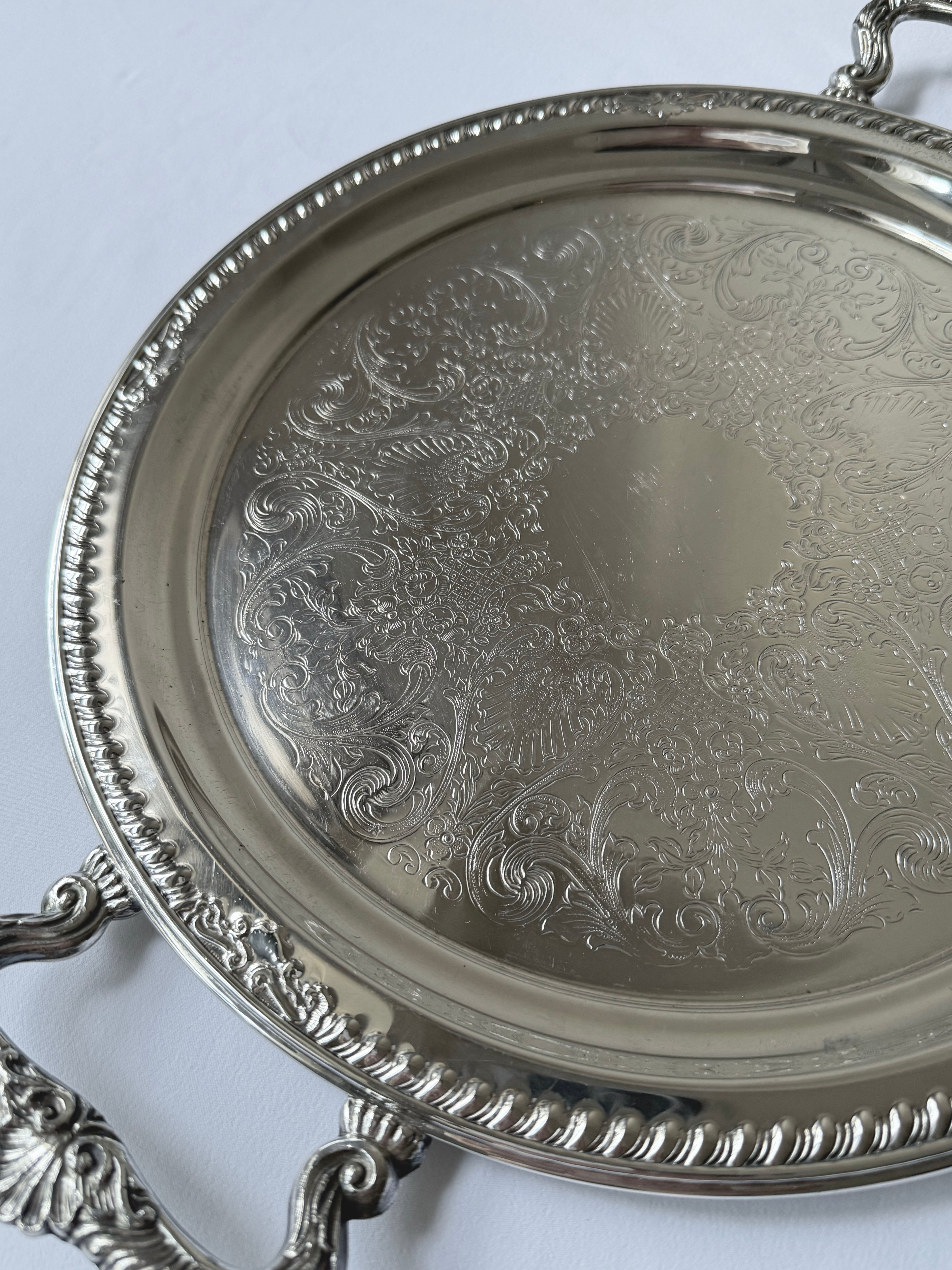 Vintage 1960‘s Sheridan雕飾鍍銀托盤