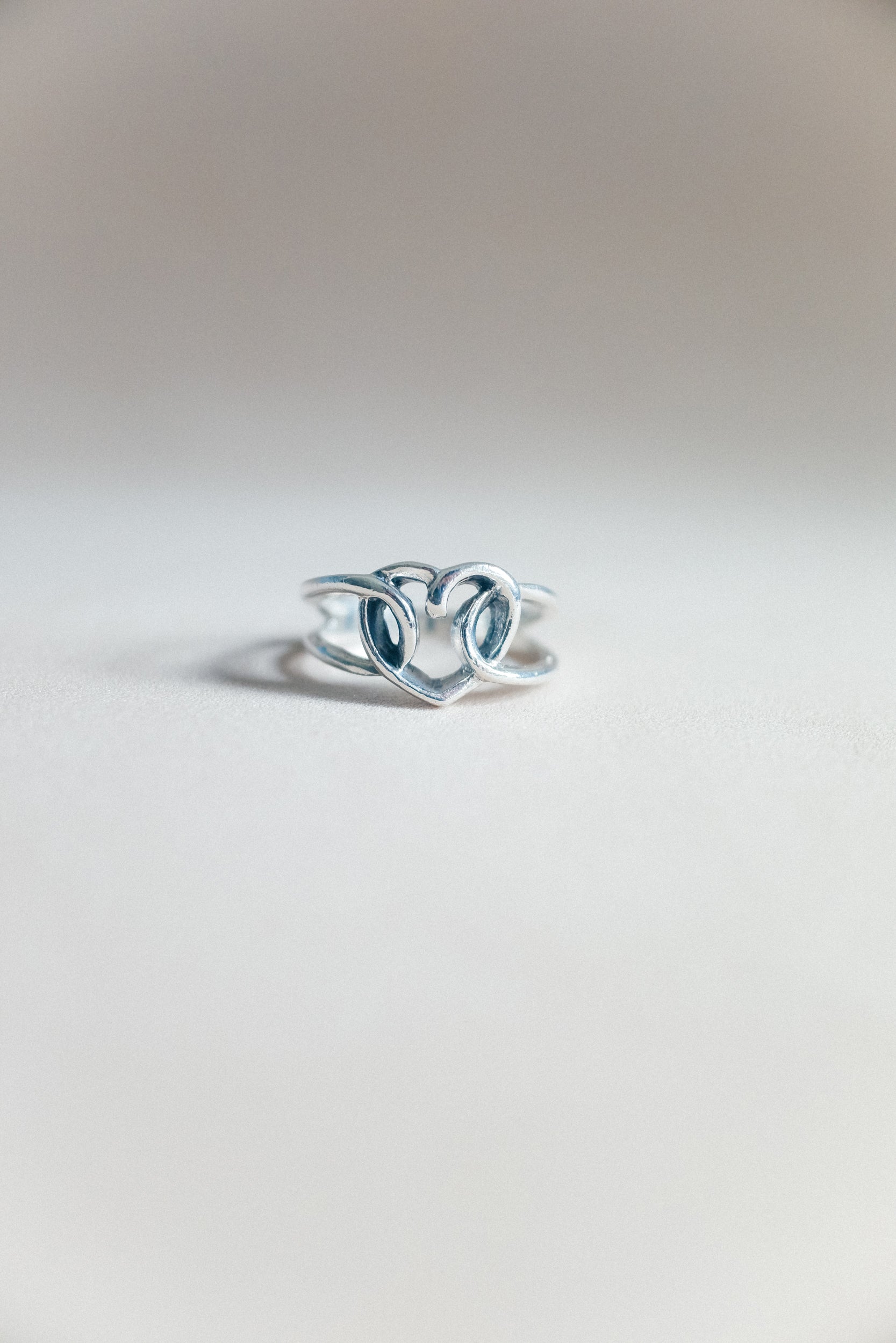 Vintage 心型勾勒925銀古董戒指